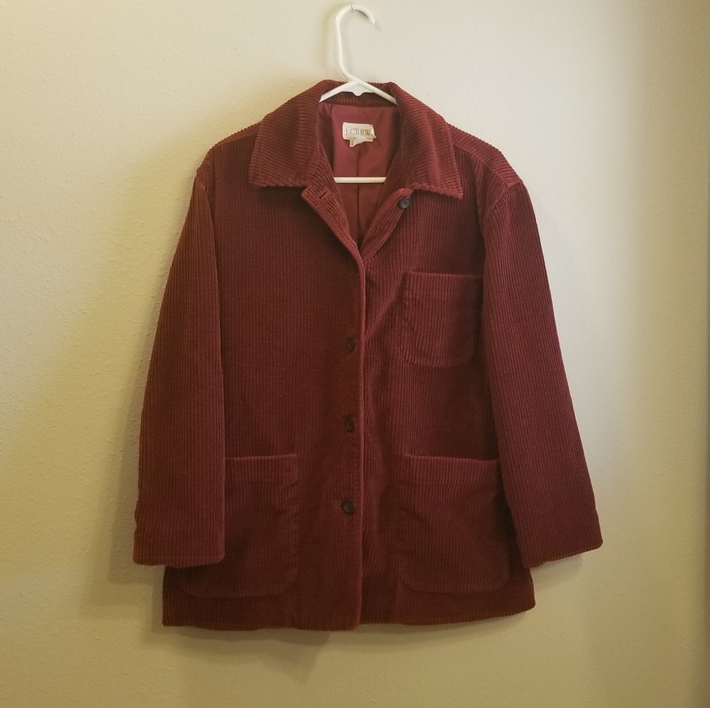 SOLD J. Crew Red Corduroy Barn Coat Sz S
